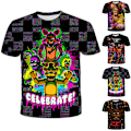 Miniatyrbild 4 av 5: Barn Pojkar Five Nights at Freddy's Tryckt T-shirt Blus Besättning Hals Tee Toppar C 140cm