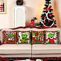 Miniatyrbild 7 av 8: 4 st Grinch Kuddfodral Jul Hem Soffa Kuddeöverdrag Kasta Julgåva, 45x45cm 4PCS