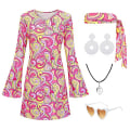 Miniatyrbild 1 av 3: Kvinnors hippie-kostym Halloween-fest disco-kostym pink S