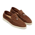 Miniatyrbild 1 av 9: LORO PIANA Summer Charms Walk Mockasiner i mocka Red Brown 41