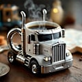 Miniatyrbild 1 av 2: Handgjord Lastbilskaffemugg, 33 cl Semitrailerformad Kaffekopp, Unik Gåva För Kaffe- och Lastbilsälskare Silver 11x8x12cm