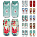 Miniatyrbillede 2 af 4: Julesokker med julemand og snemand, unisex, sjove lave ankelsokker Red Reindeer 1 Pair