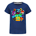 Miniatyrbilde 2 av 5: Geometrisk Dash-trykk, avslappet sommer-topp, kortarmet T-skjorte for barn, gutter og jenter Navy Blue 11-12 Years
