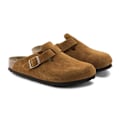 Miniatyrbillede 1 af 6: Birkenstock Boston Ruskind Soft Footbed Træsko Unisex Slip On Fritidssko Maroon 41