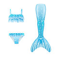 Miniatyrbild 2 av 3: Flickor Sjöjungfru Svans Bikini Set Badkläder Baddräkt Simdräkt #1 140cm