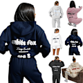 Miniatyrbild 4 av 5: Dam Mode Vinter Träningsdräkt Sport Hoodie Långbyxor Casual Outfit 2 Delar/Set Sportkläder Dark blue S