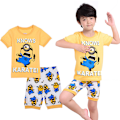 Miniatyrbild 1 av 3: Barn Pojkar Flickor Minions Nattkläder Pyjamas Kortärmad T-shirt Shorts Set PJ's #4 95cm