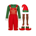 Miniatyrbild 2 av 5: Jultomte Elfdräkt för Barn Pojkar Flickor Juldräkt Cosplay Kostym Set Boys 2XL