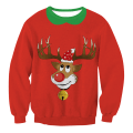 Miniatyrbild 1 av 2: Jul 3D-utskrift ful tröja långärmad pullover jul topp Deer Printed S