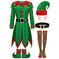 Miniatyrbillede 1 af 5: Elf Cosplay kostume til kvinder, fuldt sæt til julefrokost, festligt outfit til voksne XL