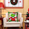 Miniatyrbild 6 av 8: 4 st Grinch Kuddfodral Jul Hem Soffa Kuddeöverdrag Kasta Julgåva, 45x45cm 4PCS