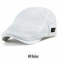 Cabbie Flat Cap Andningsbar Mesh Newsboy Basker Ivy Keps Vit Vit White