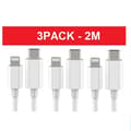 3-pack, 2m Lightning till USB-C laddningskablar för iPhone - snabbladdning och dataöverföring, vit. iOS - USB-C.