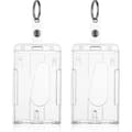 ID-korthållare med nyckelring 2-pack Slitstarka transparenta kortskydd Tumgrepp Vertikal