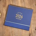 2026 Mini skrivbordskalender, vertikal blädderkalender (blå)