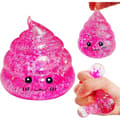 Nyhet Squishy Bajs Stressboll Squishies Leksaker, Glitter Sensoriska Bajs Stress Sockerbollar, Rolig Sträck och Kläm Fidget Pink