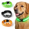 Uppladdningsbart LED-hundhalsband med reflexband – Storlek M, Grön green M