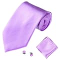 Herremodedragter Ensfarvede Slips Manchetknapper Lommetørklæde Sæt Smokingdragt Lilla Lilac
