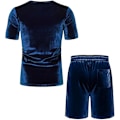 Pikkukuva 2 / 5: Miesten 2-osainen 80- ja 90-luvun samettitrenssipuvut, rento lyhythihainen samettipuserosetti Navy Blue XL