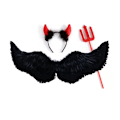 Miniatyrbillede 1 af 7: 3 stk. Djævel-Engle Kostume Kit, Halloween Demon Vinger Party Cosplay Klæd-Ud Tilbehør Devil Set