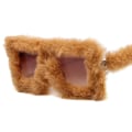 Miniatyrbillede 1 af 5: Kvinde Fuzzy Square Cat Eye Solbriller Party Maskerade Disco Briller Brown