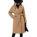 Miniatyrbilde 2 av 6: Lang ullkåpe for kvinner med hakket revers, dobbeltknappet trenchcoat khaki 2XL