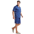 Miniatyrbild 3 av 5: Herrar siden satin pyjamas set kortärmad skjorta topp och shorts navy blue M