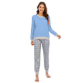 Miniatyrbillede 1 af 5: Dame Pyjamasæt Langærmet Nattøj Trykt Natkjole Blødt Pjs Lounge Sæt blue 2XL