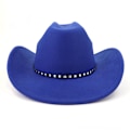 Miniatyrbild 2 av 4: Western Cowboy Cowgirl-hatt, Pinch Front Faux Felt Cowboyhatt royal blue