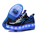 Pikkukuva 1 / 9: Lasten LED-USB-ladattavat yhden pyörän rullaluistelukengät black and blue 34