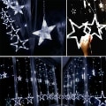 Miniatyrbild 3 av 7: LED Star Fairy String Lights Gardinfönster Julfest Bröllop Xmas Dekor Color