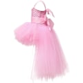 Miniatyrbild 3 av 5: Flickor Tulle Klänning Semesterfest Bal Klänningar Pink 8T(120-140cm)