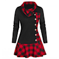 Miniatyrbillede 1 af 6: Dame Langærmet Cowl Hals Formfitting Casual Tunika Top Bluser red XL