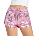 Pikkukuva 1 / 8: Naisten Metallinhohtoiset Shortsit Kesäiset Kimaltavat Kuuma Asuste Kiiltävät Lyhyet Housut pink M