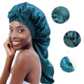 Miniatyrbilde 2 av 4: Lang Sateng Bonnet for Kvinner Silke Bonnet for Søvn Søvnhette black