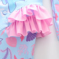 Miniatyrbilde 5 av 7: Jente-badeantrekk med lang erme, mermaid-design og rynker, UV-beskyttelse Color 1 2XL