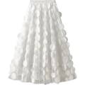 Miniatyrbild 1 av 10: Tullkjol Kvinnor 3D Polka Dot Mesh Flytande A-Linje Midi Kjolar white