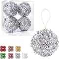8cm Julkula, 4-pack Slitstark Juldekoration Trädbollar silver