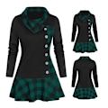 Miniatyrbillede 2 af 3: Dame Langærmet Cowl Hals Formfitting Casual Tunika Top Bluser green 4XL