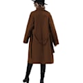 Miniatyrbilde 5 av 7: Lang ullkåpe for kvinner med hakket revers, dobbeltknappet trenchcoat brown M