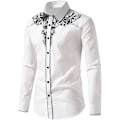 Pikkukuva 2 / 5: Miesten rento pitkähihainen napitettu paita, jossa on brodeeraus White 2 XL