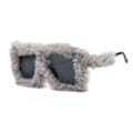 Miniatyrbilde 3 av 5: Kvinners Fuzzy Square Cat Eye Solbriller Fest Maskerade Disco Briller Grey