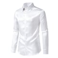 Pikkukuva 2 / 5: Miesten Kiiltävä Slim Fit Satiini Pitkähihainen Paita white S