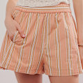 Miniatyrbild 4 av 5: Randiga Boxer Shorts för Kvinnor, Elastisk Hög Midja, Pyjamasbyxor, Y2K Shorts, Nattkläder Orange M