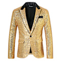 Miniatyrbillede 1 af 8: Mænds Sequin Blazer Dragt En Knaps Slim Fit Mænds Sequin Jakke gold L