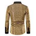 Pikkukuva 2 / 6: Miesten Napillinen Pitkähihainen Glitter-Lapel-Kauluspaita gold S