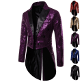 Pikkukuva 1 / 2: Miesten Sekvenssitaittotakki Swallowtail Puku Takki Juhla Show Tuxedo Pukeutumistakki Blazer purple S