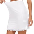 Dam satin halv underkjol för under klänningar underkjol med spets trim white S