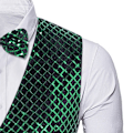 Miniatyrbillede 2 af 7: Sequinvest til mænd med V-hals til fest og natklub - Metallic Waistcoat green XL