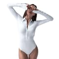 Kvinners Langarmet Bodysuit med Nedfellbar Krage white M